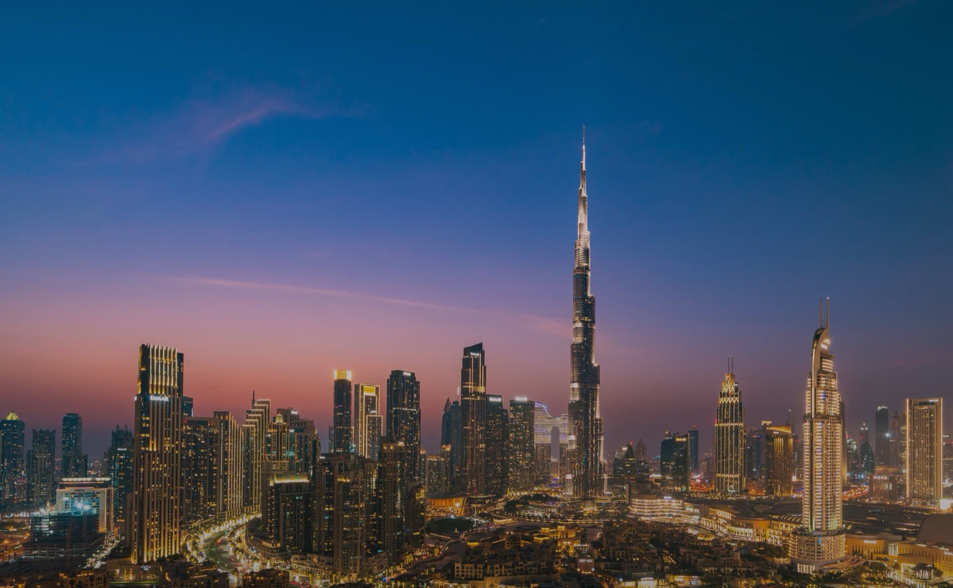 Dubai skyline at dusk